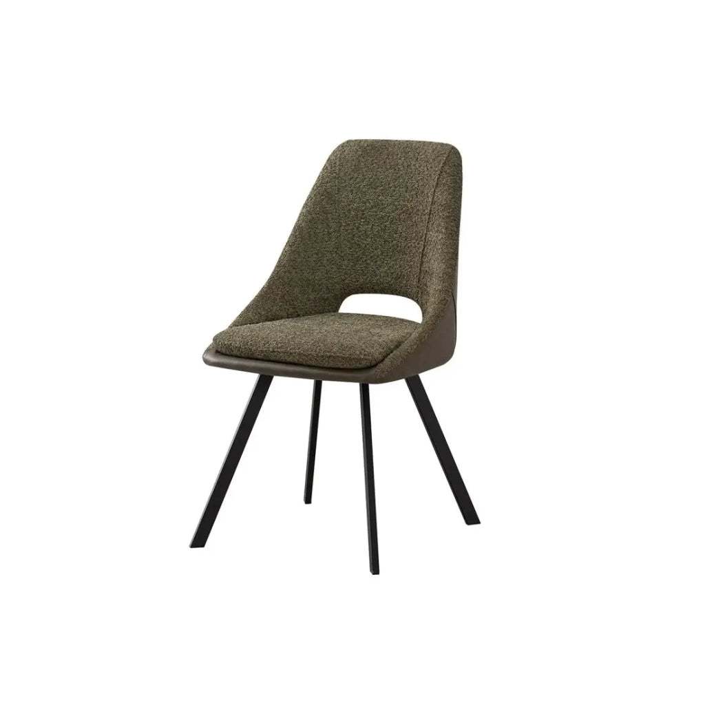 Sedia rivestita in Bouclé per sala da pranzo, colore Verde. Collezione FILOU