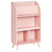 Scaffale a 3 ripiani per la camera dei bambini in legno di pino MDF gambe in legno rosa pastello elegante