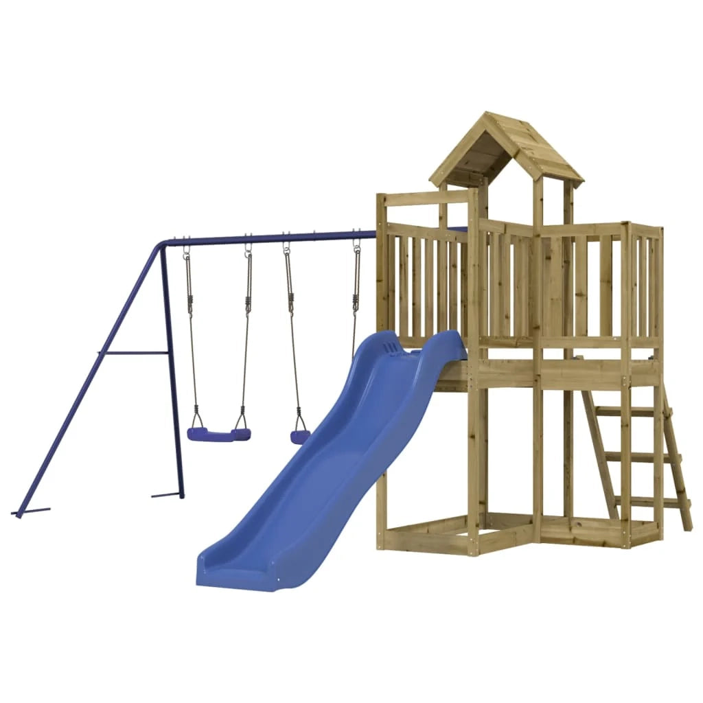 Altalene per parco giochi all'aperto scivolo altalene robuste giochi da giardino legno di pino impregnato 02_0004652