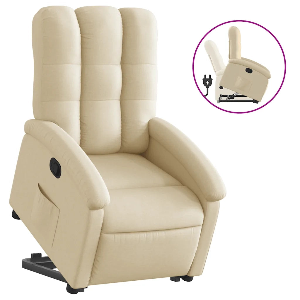Poltrona Alzapersona Reclinabile Crema in Tessuto 3204101