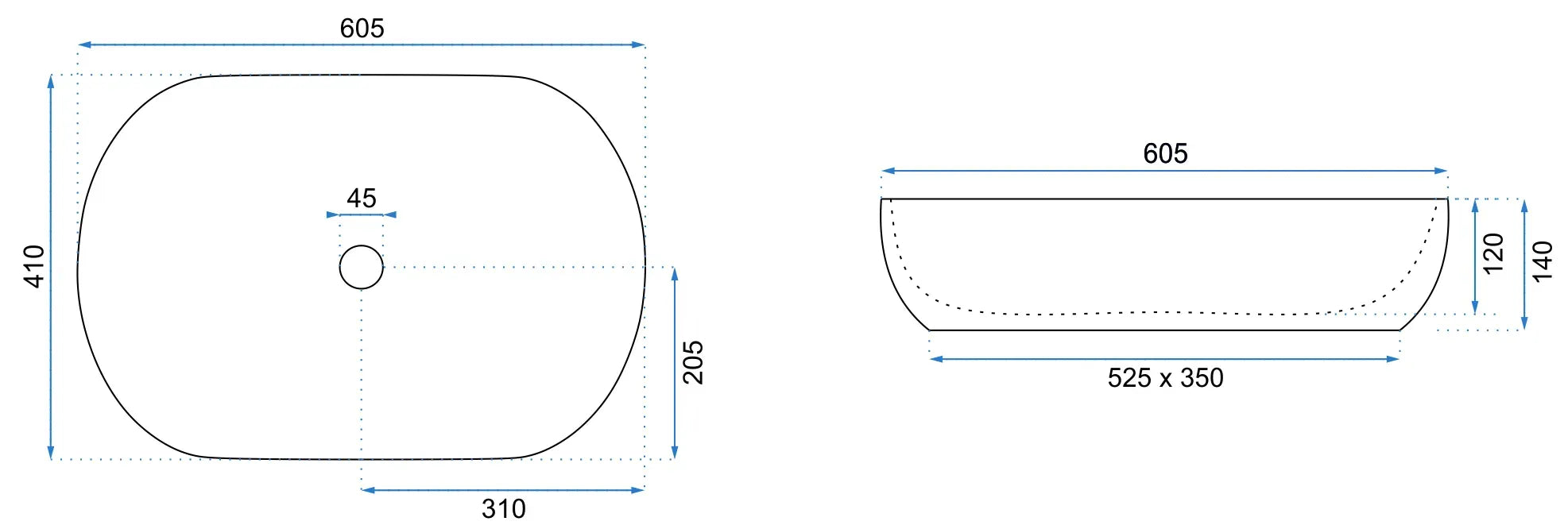 Lavabo Da Appoggio In Ceramica Rea Cleo White Gold Edge