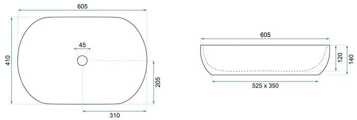 Lavabo Da Appoggio In Ceramica Rea Cleo White Gold Edge