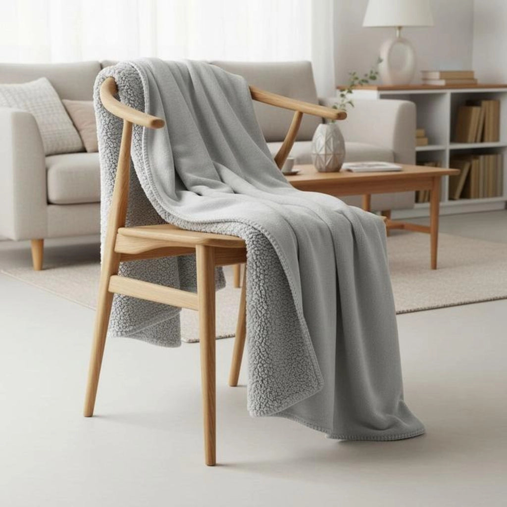 Coperta a quadri grigio chiaro 130x170cm SMOOTIK