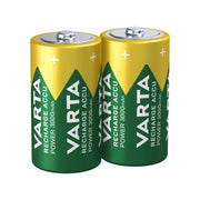 Set di 2 Batterie D 1.2 V Ricaricabili con Tecnologia NiMH e Capacità 3000 mAh Verde Varta