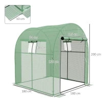 Serra a Tunnel per Orto 1.8x1.8x2 m in Acciaio e PE Anti UV con Porte Avvolgibili e Finestre, Verde