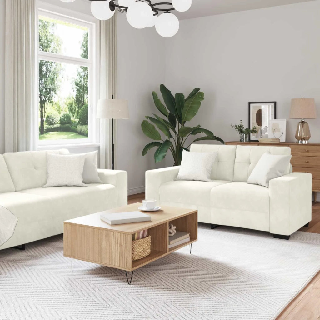 Set di divani 3 pcs Crema 221 x 80 x 80 cm Velluto 3324647