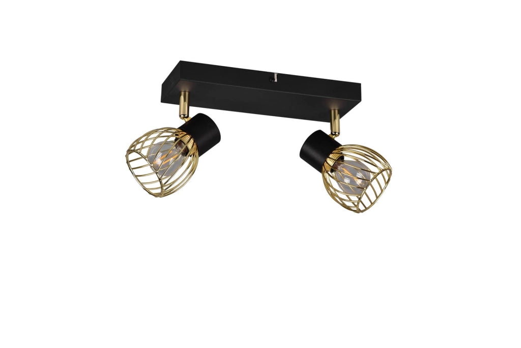 Faretto da parete RL ARDON nero/oro 2xE14 dimmer metallo