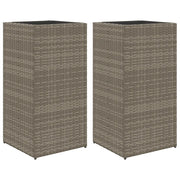 2 pz Fioriere | Cassetta per fiori | Vaso da Giardino Grigie 40x40x80 cm in Polyrattan