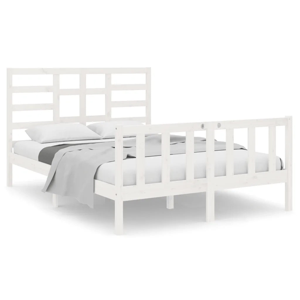Giroletto-Struttura Letto Bianco in Legno Massello 140x190 cm 862895