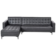 Divano letto ad angolo in ecopelle nera capitonnè moderna a forma di L Chaise longue modulare a 4 posti per versione destra