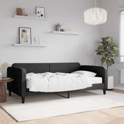 Divano Letto con Materasso Nero 100x200 cm in Tessuto