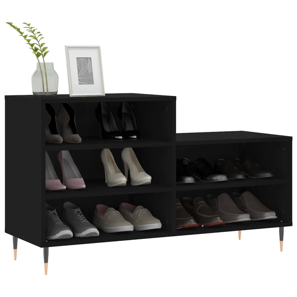 Scarpiera-Scaffale per scarpe Nera 102x36x60 cm in Legno Multistrato 239456