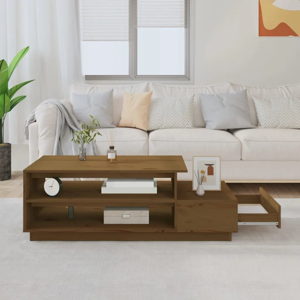Tavolino da salotto | Tavolino da caff¨¨ | Tavolino da Soggiorno ambra 120x50x40,5 cm Legno Massello di Pino
