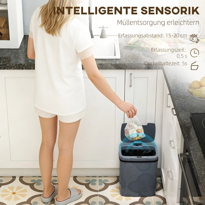 PATTUMIERA SENSOR 15 L 27,6x21,4x33,5 cm Plastica Grigio