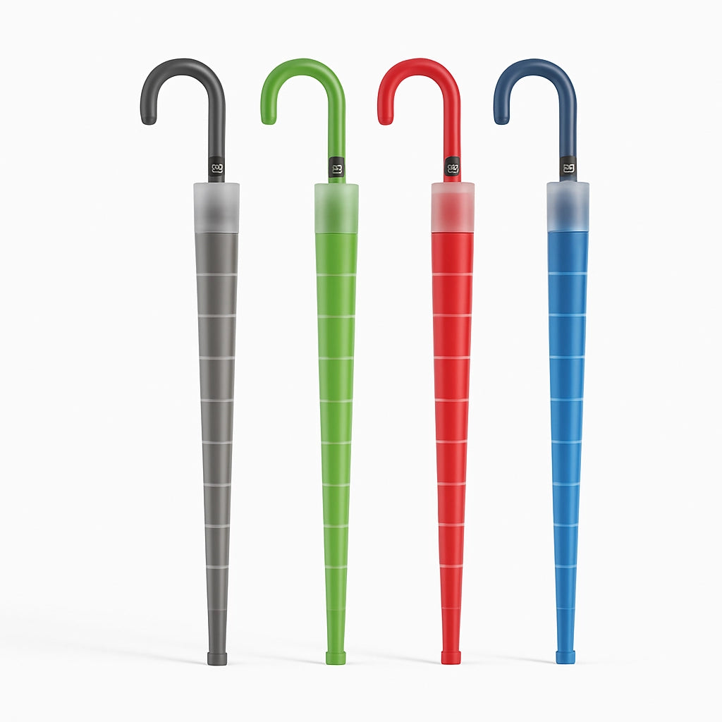 Kit 4 Ombrelli Automatici con Manico Curvo e Custodia Antigoccia Colori Assortiti