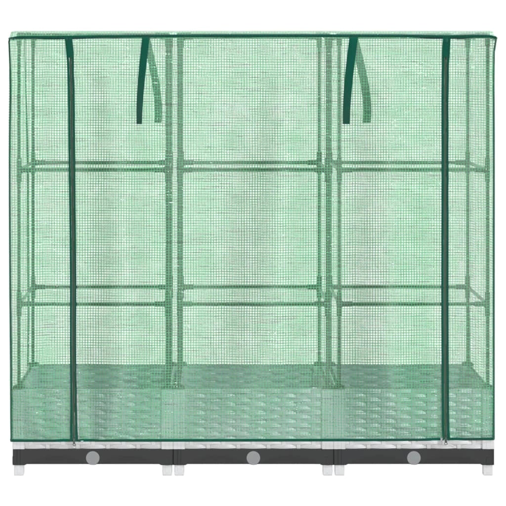 Aiuola rialzata/fioriera con copertura effetto rattan 120 x 40 x 123 cm bianco 02_0038734
