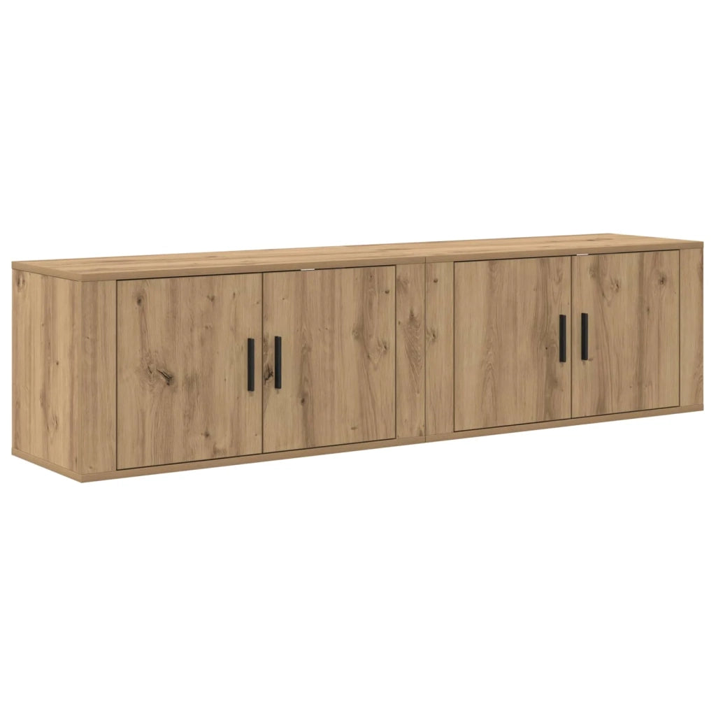 Set Mobile TV da Parete 2 pz | Armadietto TV | Mobile Porta TV Rovere artigianale