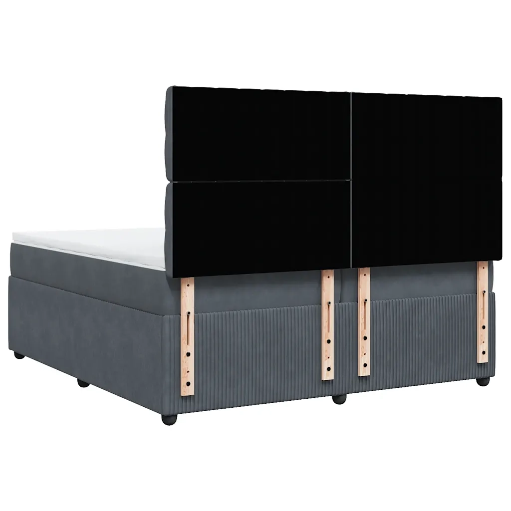 vidaXL Giroletto a Molle con Materasso Grigio Scuro 200x200 cm Velluto