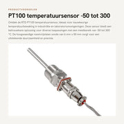 Sensore di temperatura PT100 - Misurazione precisa - Sonde in acciaio inossidabile 6 mm x 50 mm - 1/2 NPT connessione a vite - 2 m di cavo - Temperatura di servizio -50 a 300 °C - Sonde di temperatura