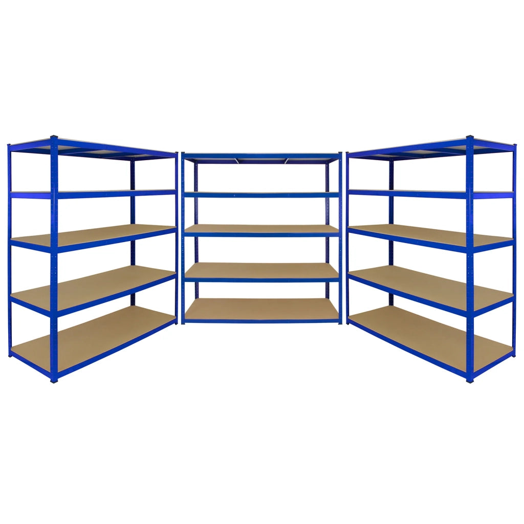 3 Scaffali in Acciaio Senza Bulloni T-Rax Blu Larghi 160cm per Magazzino e Box