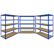 3 Scaffali in Acciaio Senza Bulloni T-Rax Blu Larghi 160cm per Magazzino e Box