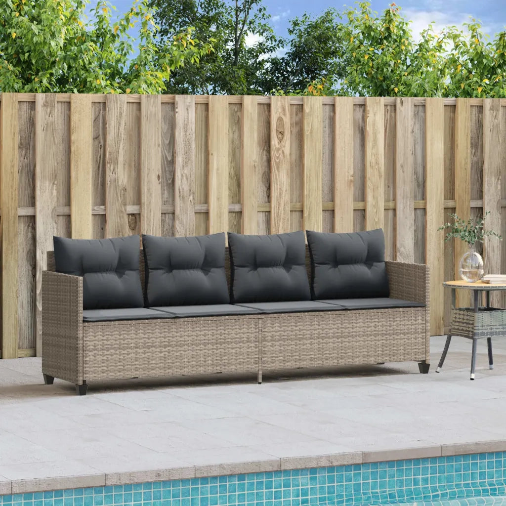 Lettino Prendisole con Cuscini Grigio ChiaroÂ in Polyrattan