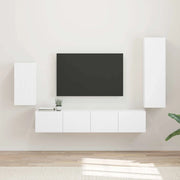 Set mobile TV Montaggio a parete 4 pcs Bianco Legno multistrato