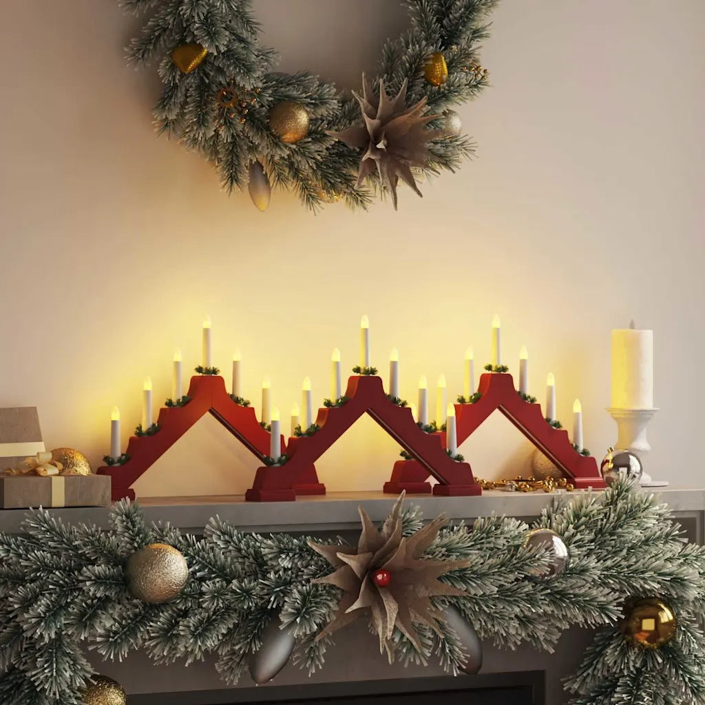 Ponte con Candele di Natale 3 pcs Rosso 39.5 x 5 x 29 cm