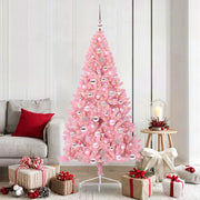 Albero di Natale artificiale con luci integrate Rosa 180 cm PVC