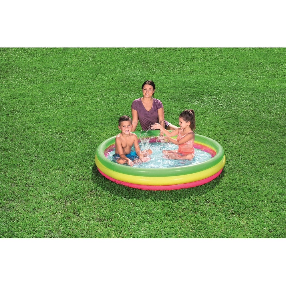 Trade Shop - Piscina Gonfiabile Arcobaleno A 3 Anelli Colorati 152 X 30 Cm Fuori Terra 51103 -