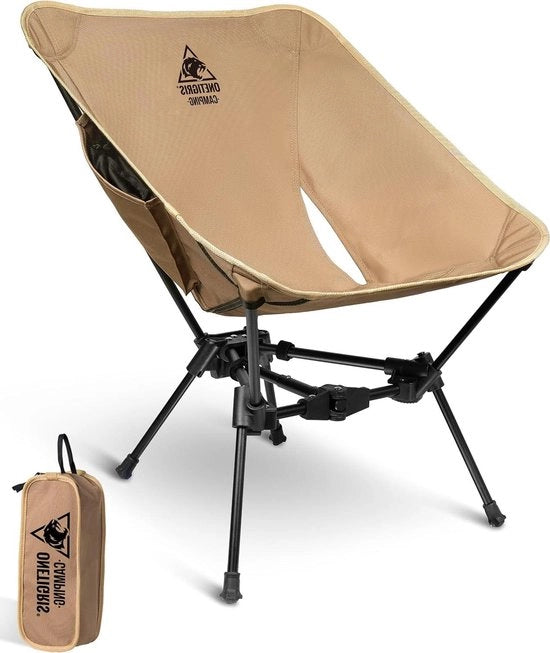 Sedia da campeggio pieghevole 150 kg sedia pieghevole leggera con struttura a tre angoli pieghevole sedia ultraleggera con 2 taselli laterali per escursioni all'aperto (marrone coyote)