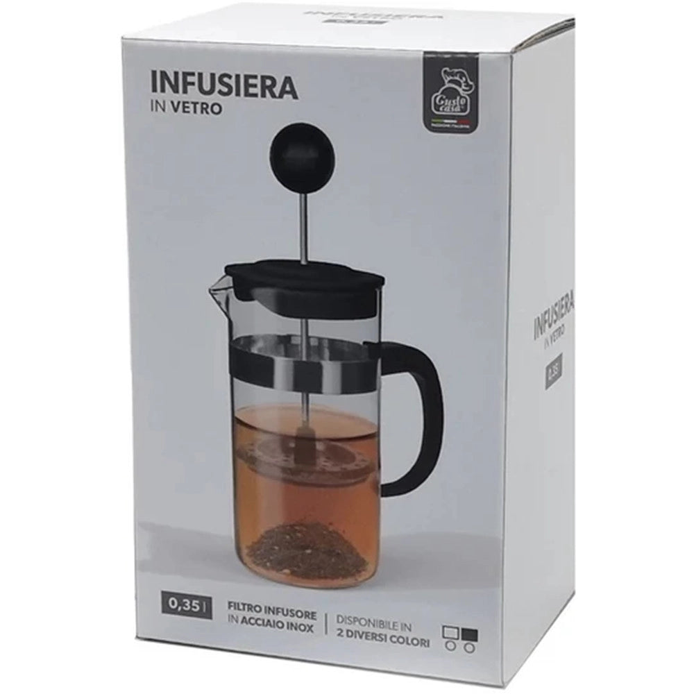 Trade Shop - Tisaniera Infusiera In Vetro Capacità 350ml Filtro Infusore In Acciaio Inox 2 Colori -