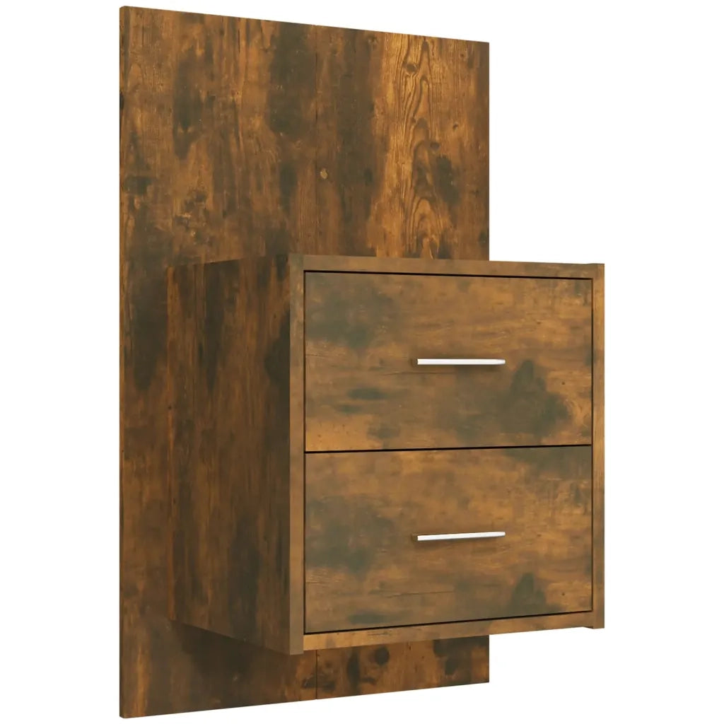 Testiera Letto con Comodini in Legno Multistrato Rovere Fumo 3115713