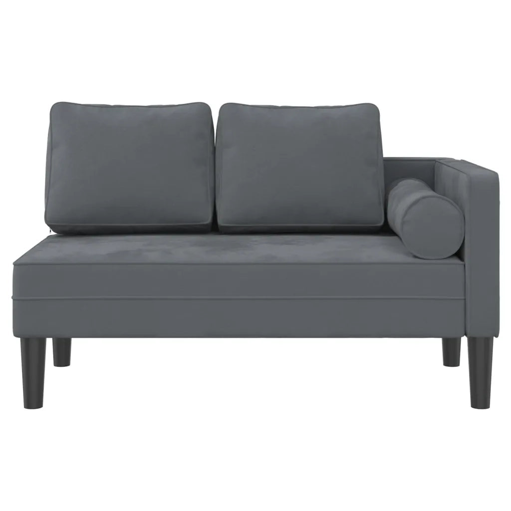 Chaise Longue con Cuscini Grigio Scuro in Velluto CFW1778845