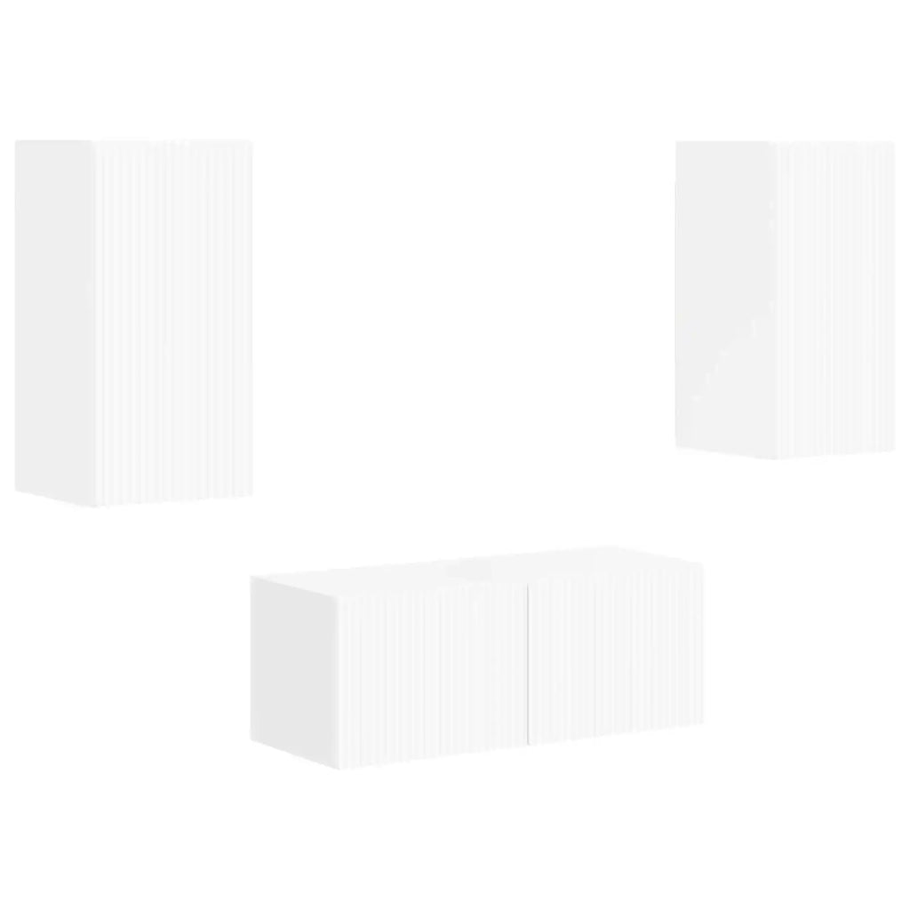 Set mobile TV 2 pcs Bianco Lucido Legno multistrato 3408965