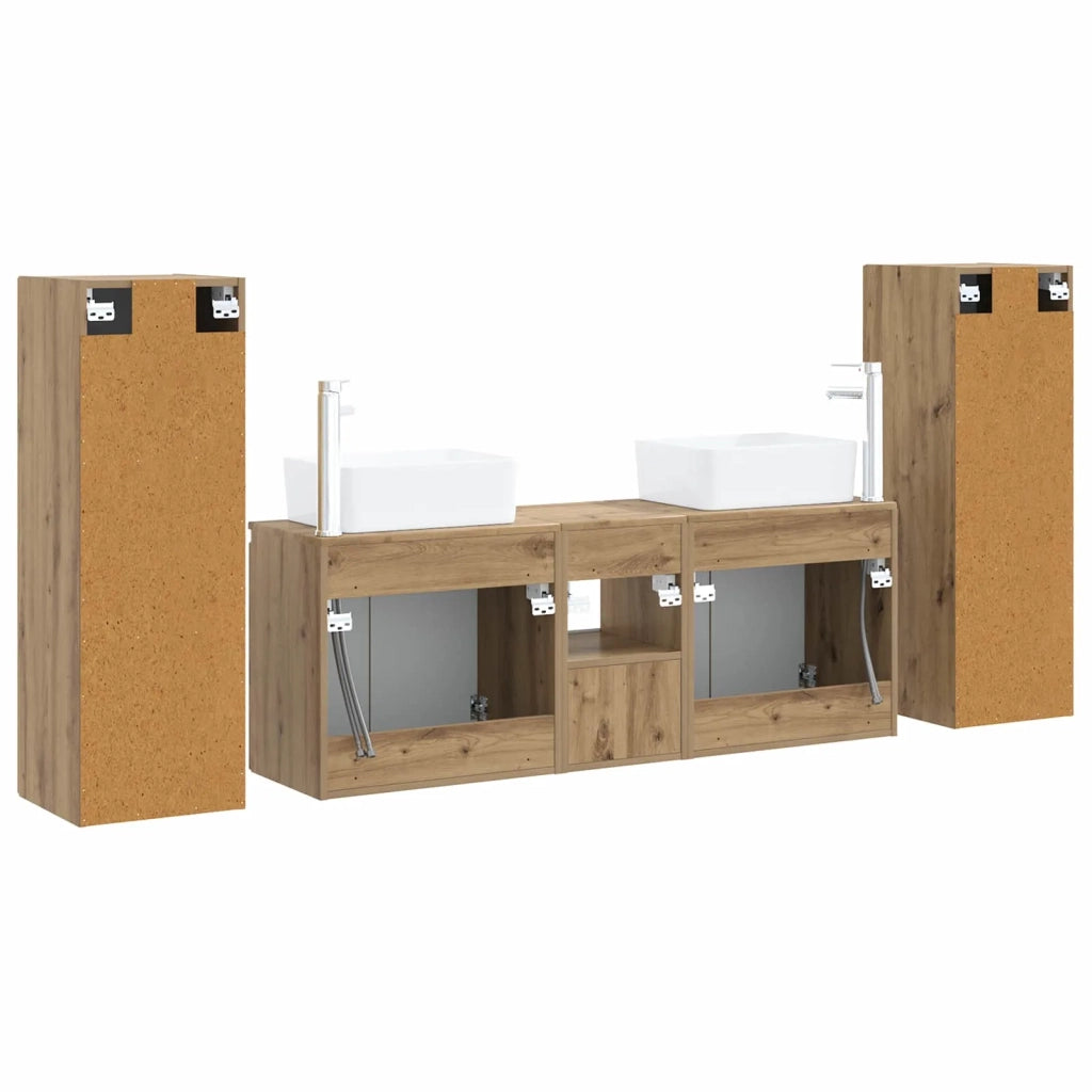 Set di mobili per il bagno 5 pz Rovere Artigianale 3406002