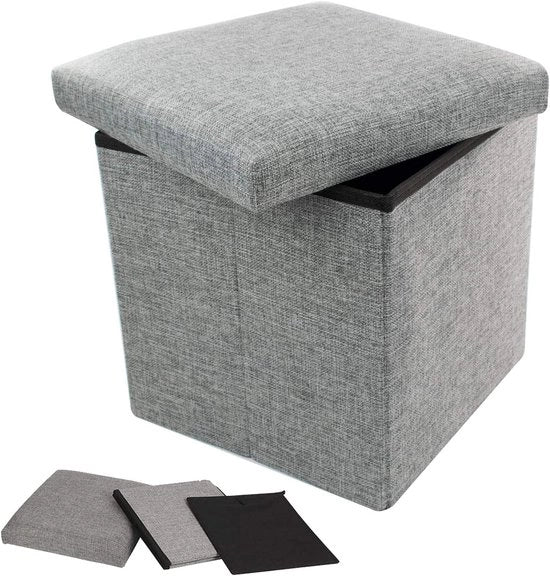 Cassa di archiviazione, cassa di archiviazione con coperchio, cassa di archiviazione piatta, cassetto per giocattoli, cuscino per i piedi con cassa di archiviazione, grigio
