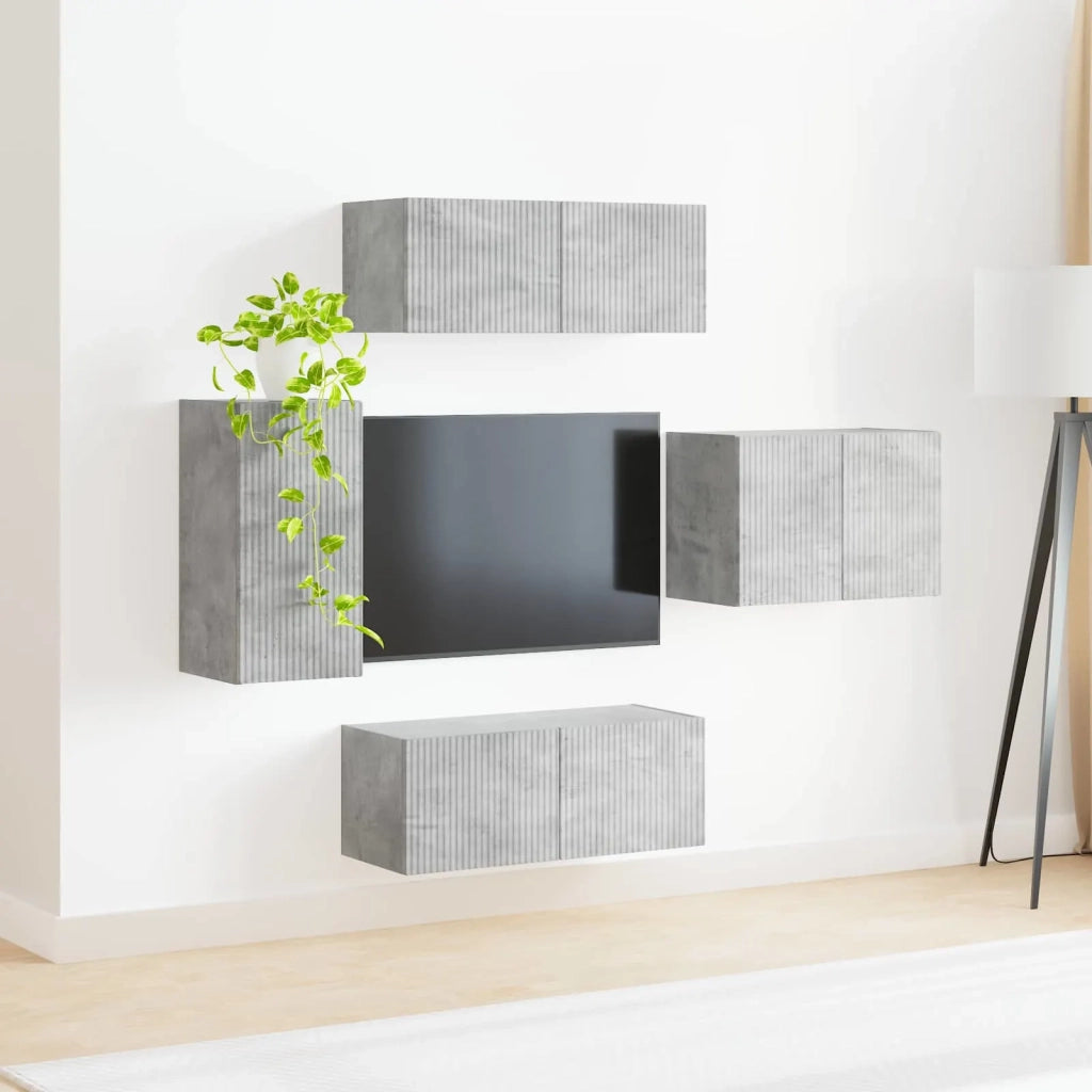 Set di Mobiletto da TV a Parete 4 pcs Grigio cemento 3408937