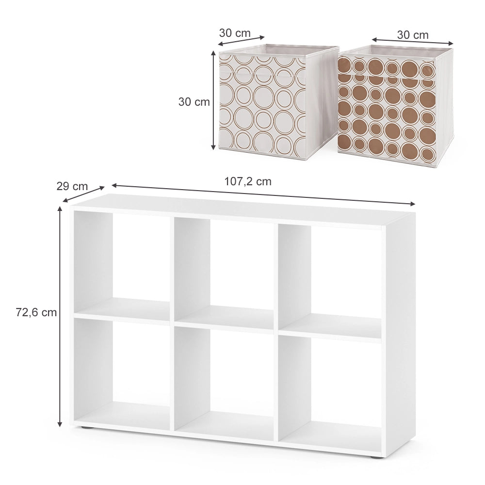 Vicco Scaffale Bianco 72 x 107.8 cm con 4 scatole pieghevoli opt.1