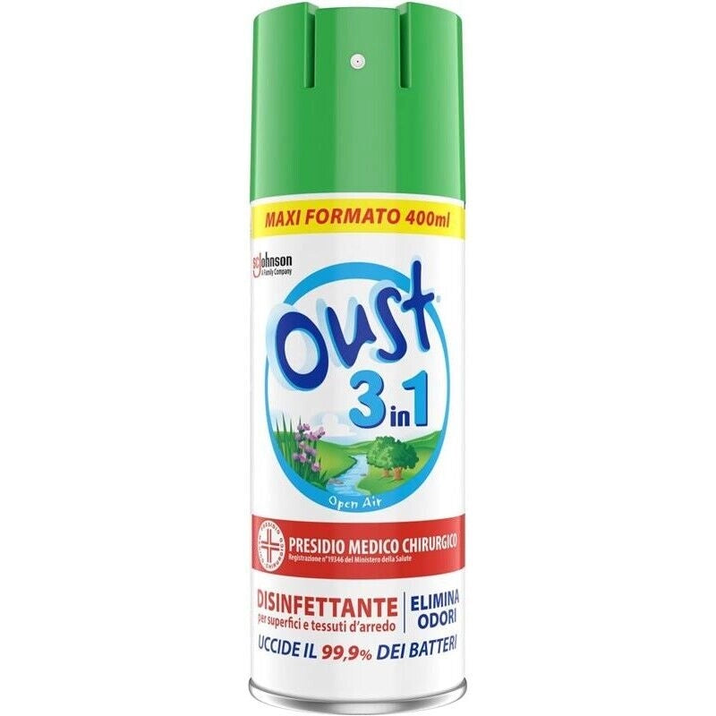 OUST 3 IN 1 SPRAY ELIMINA ODORI DISINFETTANTE DA 400 ML OPENAIR VERDE