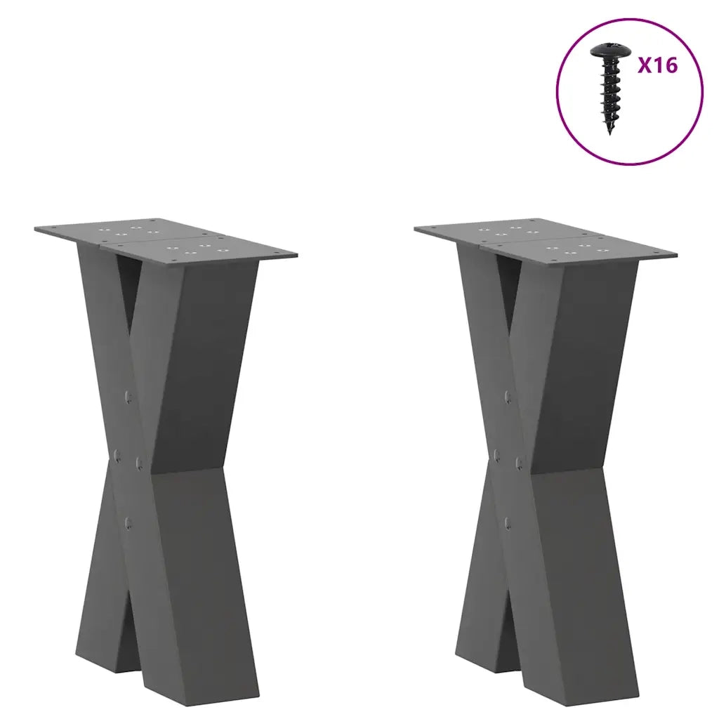 Gambe per Tavolino da Caffè a Forma di X 2 pz Antracite 38x(42-43) cm Acciaio 4012954