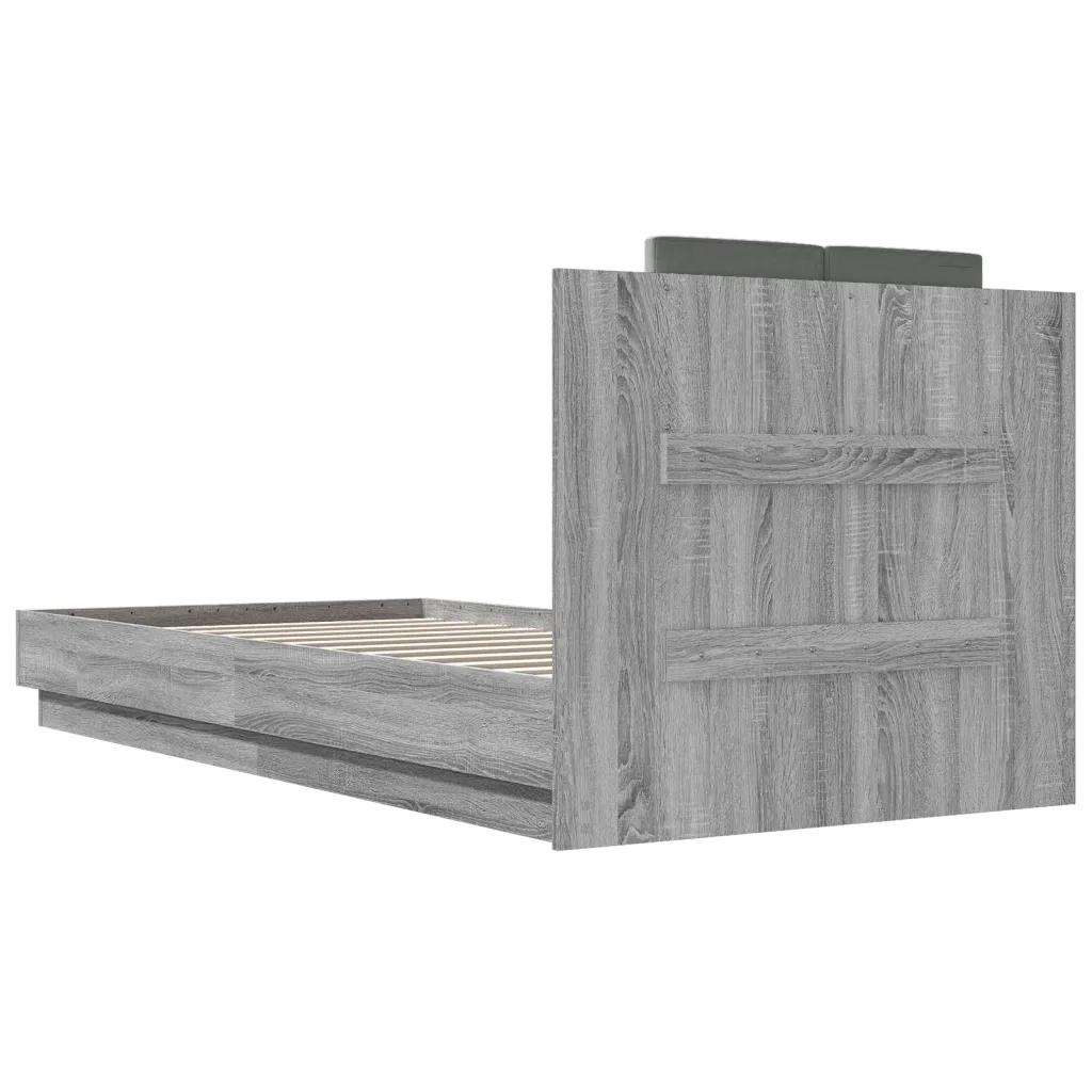 Giroletto con Testiera e LED-Struttura Letto con testiera Grigio Sonoma 90x200 cm 618638