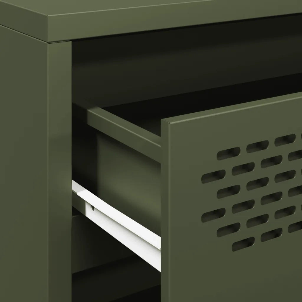 Credenza Verde Oliva 68x39x58,5 cm in Acciaio Laminato a Freddo