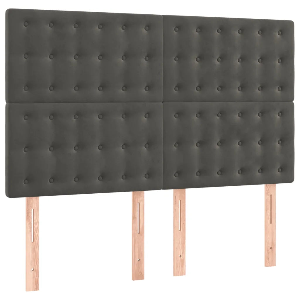 Giroletto a Molle con Materasso Grigio Scuro 140x190 cm Velluto