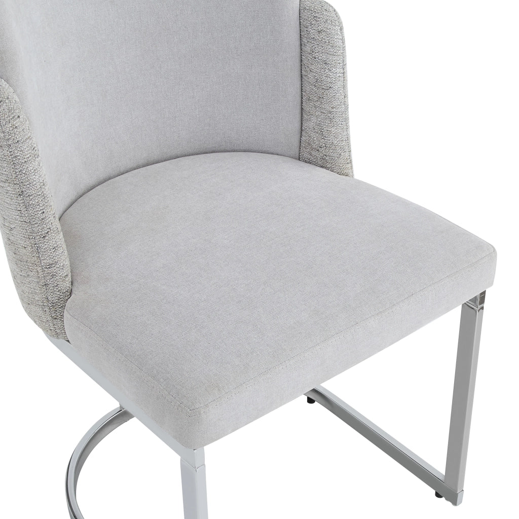 2 sedie da pranzo moderne in chenille grigio e metallo galvanizzato, con doppio schienale, seduta confortevole e struttura robusta