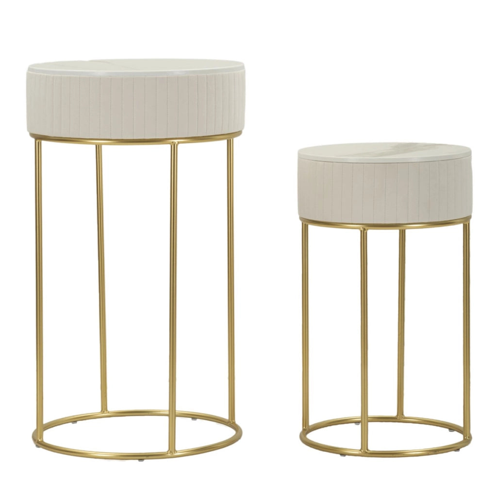 Set di Tavolini VKH772, Beige, Legno, 50x50x90 cm