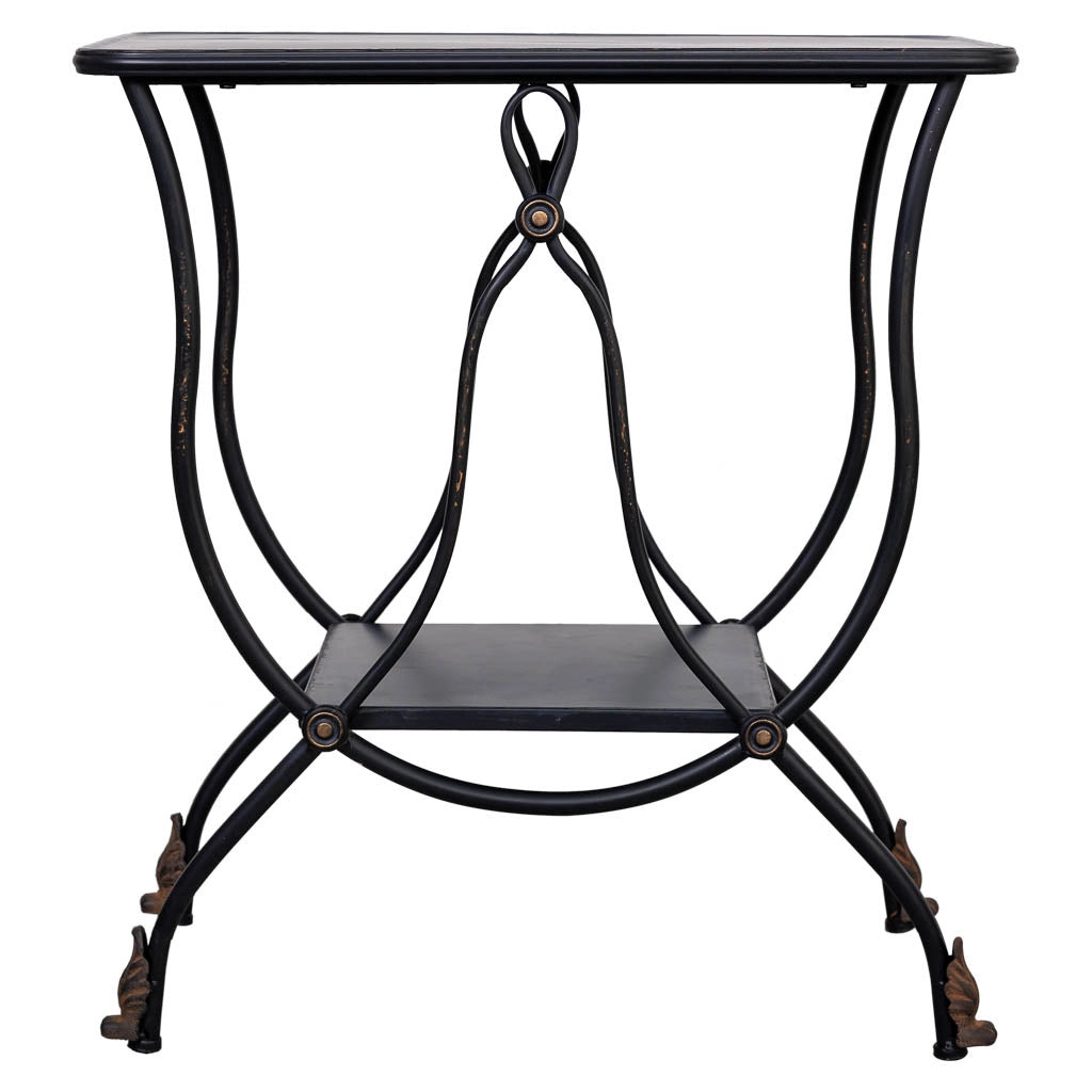 Tavolino in metallo invecchiato nero 60x38x65