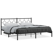 Letto matrimoniale | Letto per adulti | Giroletto con Testiera in Metallo Nero 193x203 cm