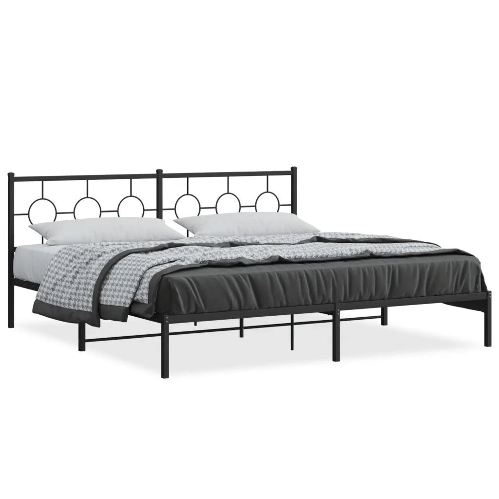 Letto matrimoniale | Letto per adulti | Giroletto con Testiera in Metallo Nero 193x203 cm