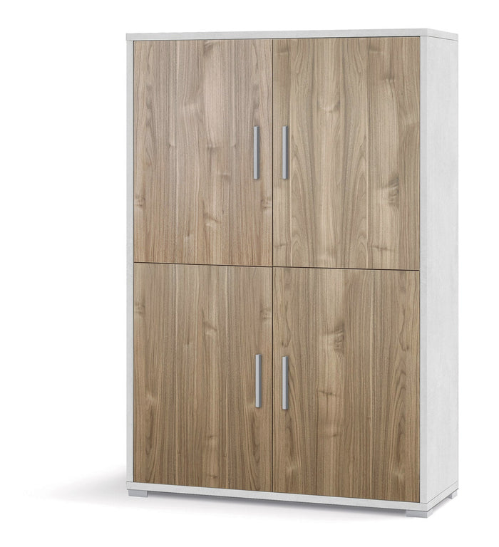 Mobile Multiuso 4 Ante 108x161x41 cm Ossido Bianco/Noce Stelvio